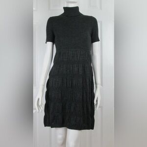 Calvin Klein Gray Turtleneck Short Sleeve Midi Dress in size medium